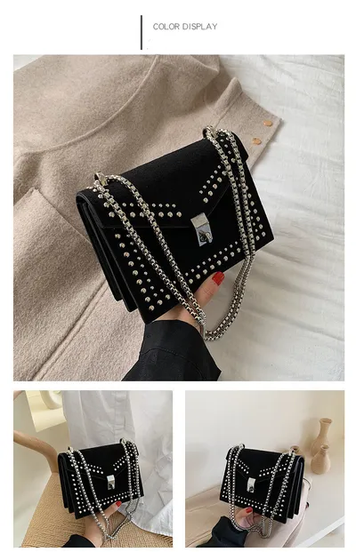 Studded small square bag Korean version of the matte crossbody bag