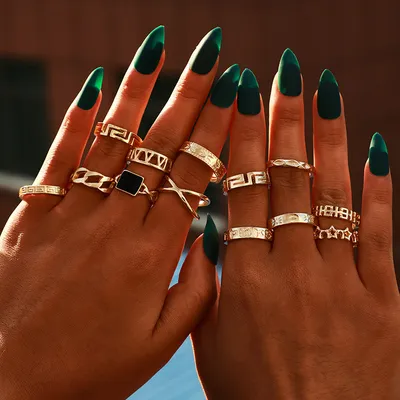 Alloy Geometric Element Set Ring 13-piece Letter Star Ring Set
