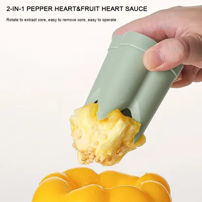 2-in-1 Fruit Pepper Corer Color Pepper Corer Seed Removing Tool Portable Kitchen Utensil Reusable Fruit Vegetable Coring Tool