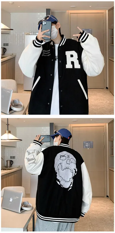 Coat Men's Hong Kong Style Trendy Brand Ins Loose Sports Baseball Uniform Harajuku Style Retro Casual Jacket Top
