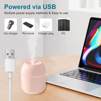 Portable Mini  Humidifier, 220ml,Small Cool Mist Humidifier, USB Personal Desktop Humidifier For Bedroom Travel Office Home Random Colors