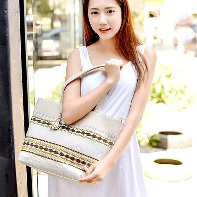 Woven Hanging Handbag Women Embroidery Fashion