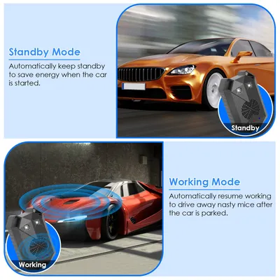 2 Pack Under Hood Ultrasonic Rodent Repeller Rodent Control Deterrent Chaser Blocker For