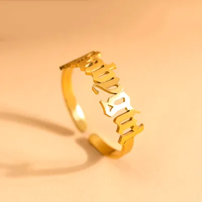 Gold Letter Babygirl Stainless Steel Adjustable Rings For Women
