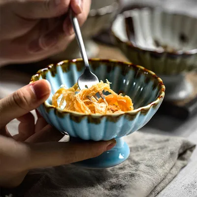 Creative Personality Japanese Retro Ceramic High-footed Bowl