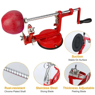 3 In 1 Fruit Peeler For Festival Manual Rotation Potato Fruit Core Slicer Kitchen Hand Cracking Corer With Zinc Alloy Peeler Suction Base