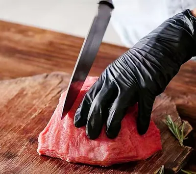 Black Thick Disposable Gloves 1 0 0PCS, PVC Nitrile Rubber, Food Grade, Latex Free, For Kitchen Dishwashing & Protection