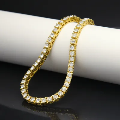 Tin Alloy Gold Color Iced Bracelet Men's Hip Hop Chain Street Rock Jewelry