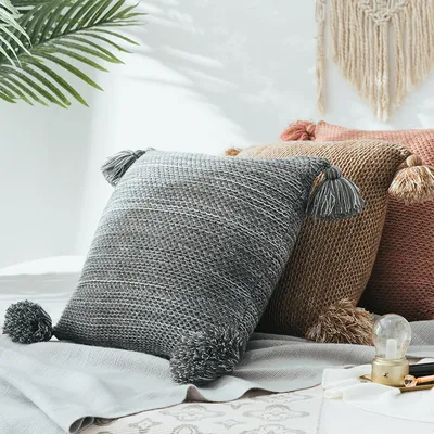 Knitted Tassel Amazon Sofa Cushion Pillowcase