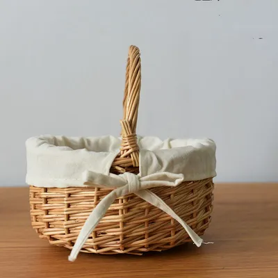 Home Picnic Willow Weave Portable Storage Basket