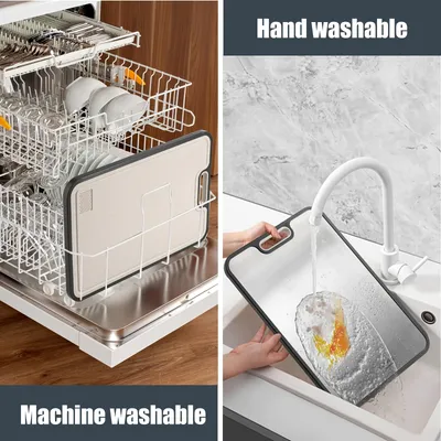 1 Double-sided Household Chopping Board - Anti-slip Base, Easy To Clean With Handle - Made Of Stainless Steel, Suitable For Meat, Vegetable And Fruit Families, Essential Kitchen Tools For Camping And