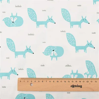 Nordic Small Fox Twill Cotton Fabric