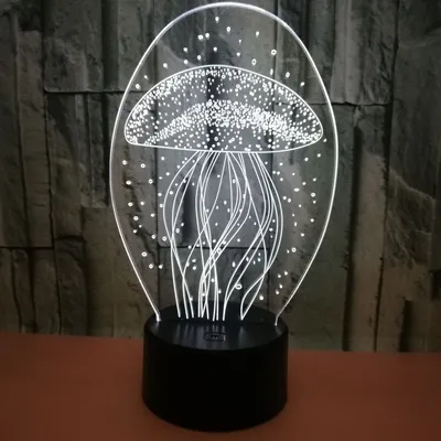 New jellyfish 3D night light remote control 3D light colorful touch led visual light gift atmosphere 3D table light