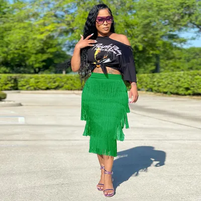 Women's Fashion Simple Print Short Sleeve T-shirt Knotted Skirt Set