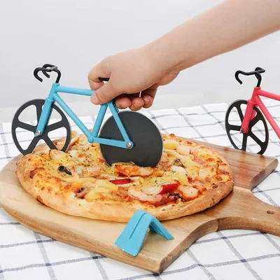 Pizza Cutter Stainless Steel Bicycle Shape Wheel Bike Roller Pizza Chopper Slicer Pizza Cutting Knife Kitchen Tools