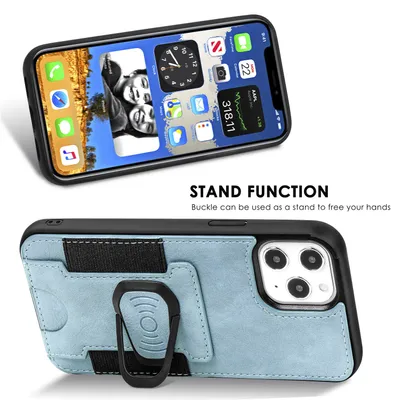 Ring Magnetic Snap Leather Phone Case