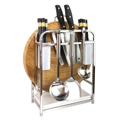 Stainless Steel Square Tube Knife Holder Knife Holder Cutting Board Rack Cutting Board Rack Kitchen Multi-Function Storage Racks Chopstick Holder