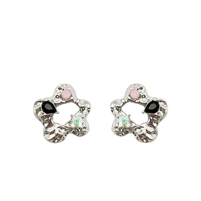 Women's Niche Design Colorful Gemstone Flower Earrings
