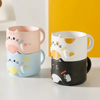 Cat Ceramic Cup Cartoon Stacked Mug