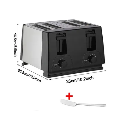 4 Slice Extra Wide Slot With Variable  Defrost Reheat Black Toaster New