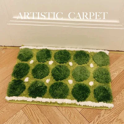 Rectangular Extra Soft Moss Plush Carpet Fluffy Non-Slip Green Moss Rug Strong Absorbent Thickened Tufted Floor Mat Kitchen