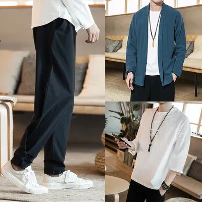 Spring Jacket Retro Cotton And Linen Cardigan Jacket Men's Plus Size Windbreaker