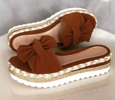 Women Bow Slippers Platform Sandals Shoes Summer