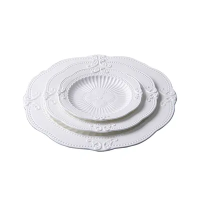 Household European Pure White Dessert Plate Water Fruit Plate