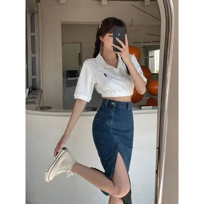 Women's Summer Thin Vintage Split Denim Skirt