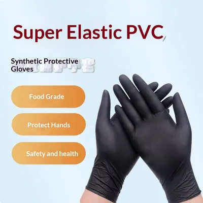 Black Thick Disposable Gloves 1 0 0PCS, PVC Nitrile Rubber, Food Grade, Latex Free, For Kitchen Dishwashing & Protection