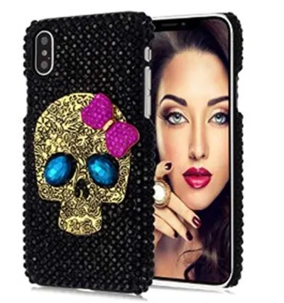 Mobile Phone Protective Shell Black Shell Skull Rhinestone