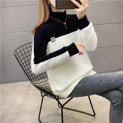 Sleeve Thicker Outer Wear Loose Lazy High-necked Chenille Inner Base Shirt