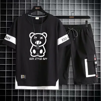 Teenagers Short-sleeved T-shirt Shorts Men's Trendy Sports Suit Junior High School