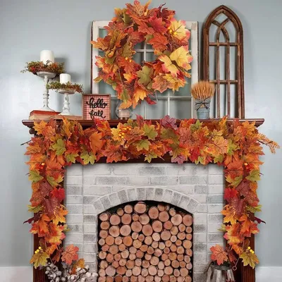 9.52FT  144 LED Autumn Decorative Lights, Home USB-powered Waterproof Autumn Wreath, Suitable For Indoor And Outdoor Decoration During Halloween And Thanksgiving