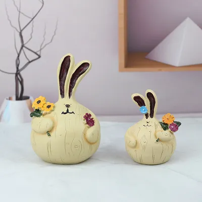 زينة الحرف المكتبية من راتنج غرفة المعيشة من Garlic Rabbit