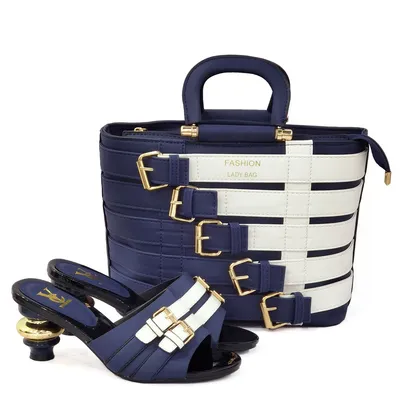 Metal Buckle Mid-heel Shoes With Large Bag Combination