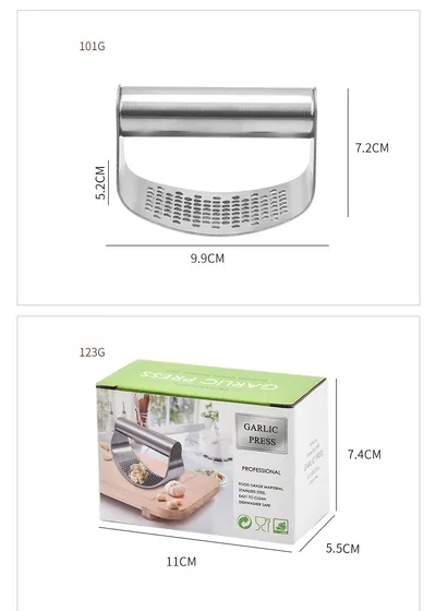 Stainless Steel Garlic Press Manual Mincer Chopping Tools Curve Fruit Vegetable Cooking Kitchen Gadgets