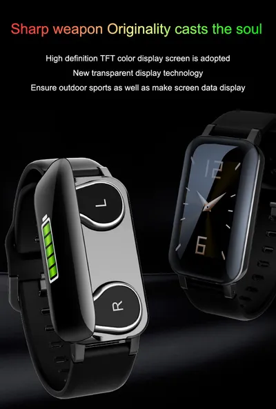 Smart Binaural Bracelet Wireless Bluetooth Headset 2-in-1