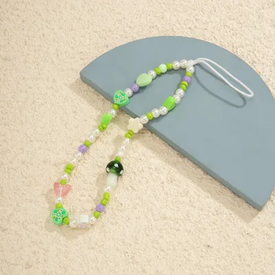 Simple Contrasting Color Stitching Bag Bracelet With Lanyard