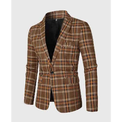 Striped Suit Jacket Men's Casual Slim Fit