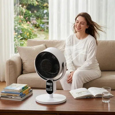 مروحة تهوية، 110 فولت 40 واط، مروحة مكتبية 2 في 1 مع جهاز تحكم عن بعد، شاشة LED، 3 سرعات ومؤقت 12 ساعة، تذبذب أفقي تلقائي، تعديل يدوي رأسي