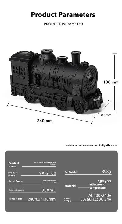 Small Train Aromatherapy Machine Essential Oil Diffuser Desktop Retro Decor Humidifier For Home Use With Large Mist Output