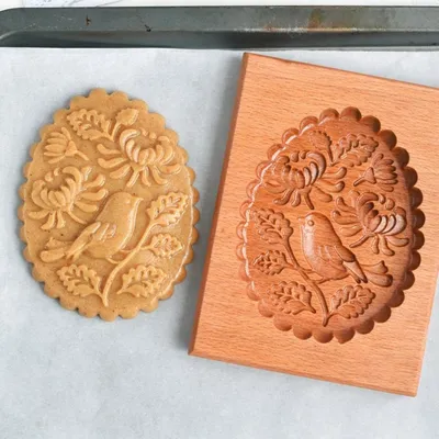 Wooden Gingerbread Cookie Mold Pine Nuts Rose Flower Cookie Mold Wooden Rose Flower Christmas Kitchen Tools