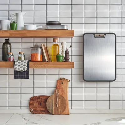 1 Double-sided Household Chopping Board - Anti-slip Base, Easy To Clean With Handle - Made Of Stainless Steel, Suitable For Meat, Vegetable And Fruit Families, Essential Kitchen Tools For Camping And