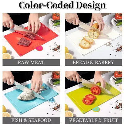4-piece Cutting Board Set With Anti-slip Index And Support