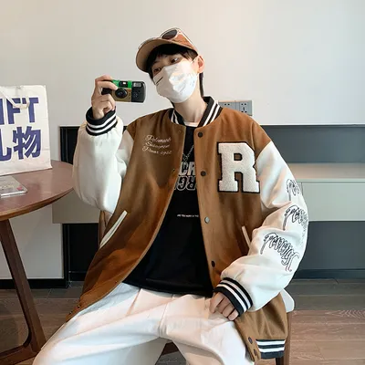 Coat Men's Hong Kong Style Trendy Brand Ins Loose Sports Baseball Uniform Harajuku Style Retro Casual Jacket Top