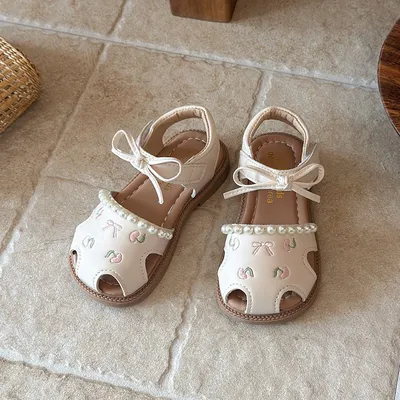 2026 Summer New Baby Girls Sandals, Closed-Toe Breathable Princess Shoes, Korean Fashion Little Kids Sandals