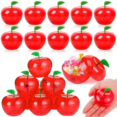٢٠ علبة صغيرة على شكل برطمان حلوى بلاستيكي أحمر بتصميم مميز، مثالية كعلب هدايا أو ألعاب لطيفة، مناسبة للعودة إلى المدرسة، وحفلات الزفاف، وحفلات الكريسماس، وتزيين الحفلات، وهدايا تقدير للمعلمين.