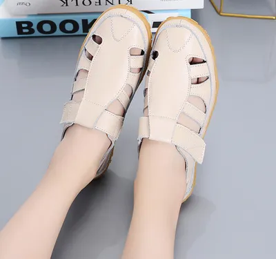 Handmade Vintage Leather Sandals Comfortable Soft Sole Mom Shoes