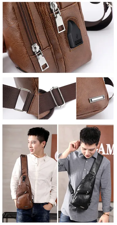 USB Portable Charging Chest Bag Messenger Bag